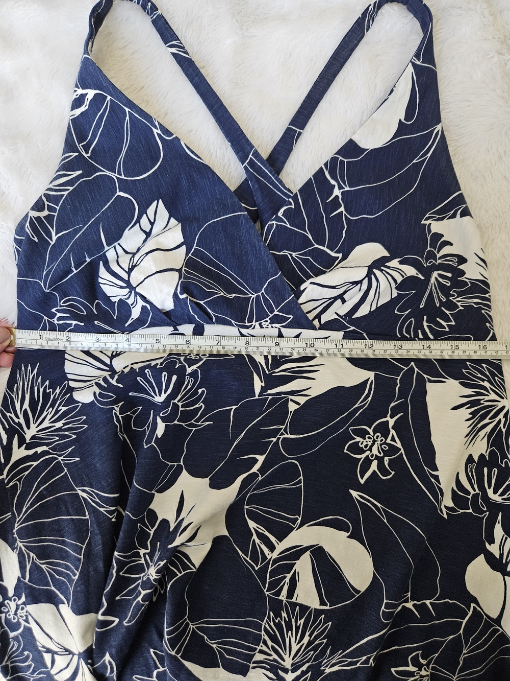 Patagonia Amber Dawn Blue & White Floral V-Neck Sundress - Picture 3 of 5